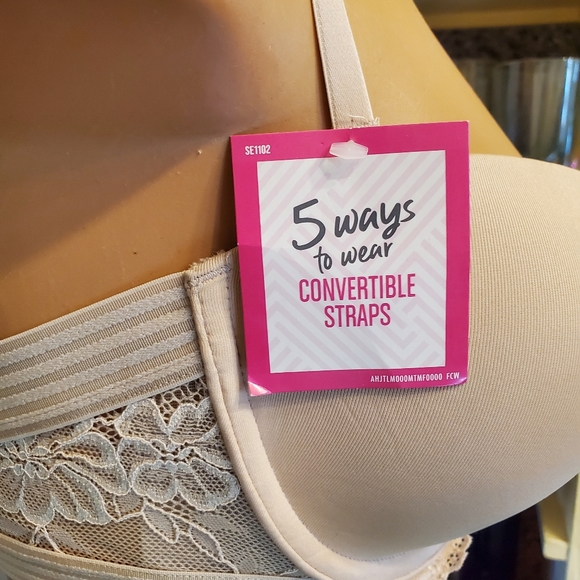 Maidenform Bra 38-B Self Expressions Multiway Pushup Balconette UW Beige NWT - Picture 3 of 9